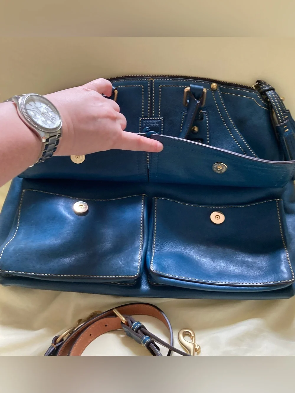 Dooney & Burke leather florentine clayton satchel teal